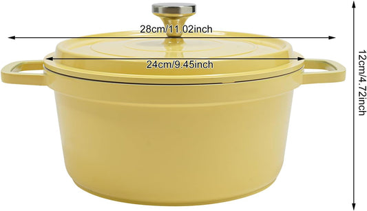 4L Stew Pot with Lid Modern Round Dutch Oven Pot with Lid Ceramic Stew Pot Casserole Dish with Dual Handles for Home Restaurant Kitchen (Yellow)
