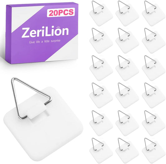 20 Pack Invisible Adhesive Plate Hangers for Wall - 1.25 Inch Vertical Plate Holders Display Set for Decorative Plates, Art, Porcelain