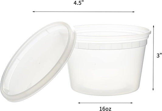 [240 Set - 16 oz.] Plastic Deli Food Storage Containers With Lids, Disposable togo containers for soup, Meal Prep, Slime | BPA Free | Stackable | Leakproof | Microwave | Dishwasher | Freezer Safe