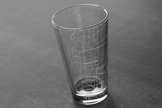 Well Told Engraved Memphis Tennessee Map Pint Glass, Etched Beer Gift (16 oz, Clear) City Map Pint, Custom City Glassware, Gifts For Beer Lovers