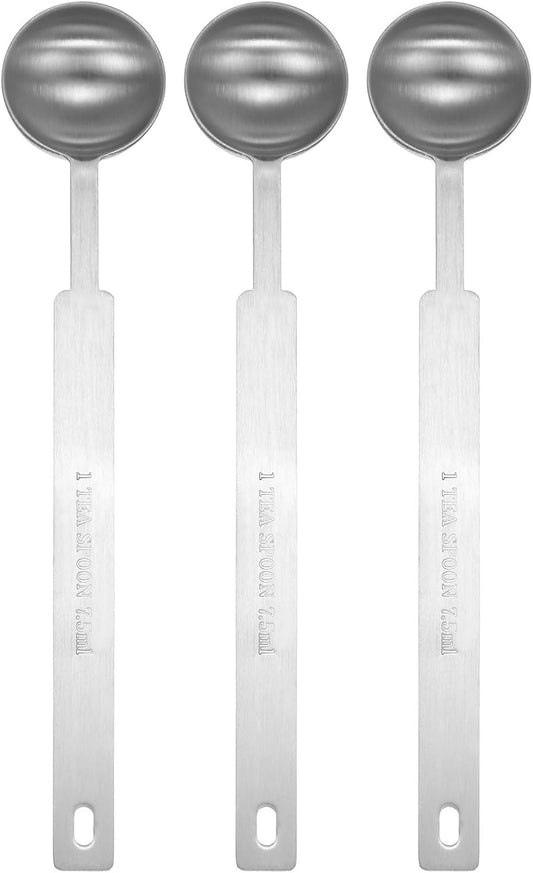 HARFINGTON 3pcs Single Measuring Spoon 1.5tsp (1/2tbsp, 7.5ml) Teaspoon/Tablespoon 430 Stainless Steel Single Tiny Square Bowl Measuring Spoon Long Handle Measure Scoop