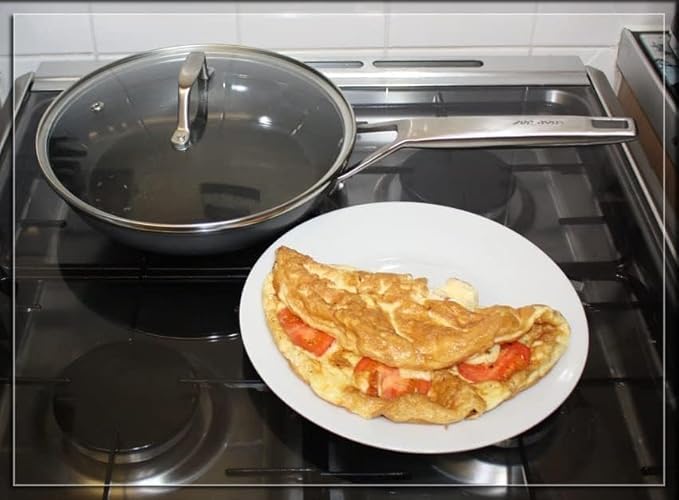 MsMk 8 1/2 Inch Small Egg Pan with Lid, Titanium and Ceramic Nonstick Omelette Pan,Scratch-resistant, Induction Egg Skillet, Oven Safe to 700°F Pan for Cooking, Dishwasher Safe