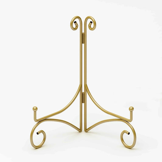 SVENJBB Gold Iron Plate Stand, 10 Inch Plate Holder for Display, Small Metal Plate Display Stands for Cookbook, Picture Frame, Photo, Decorative Plates (10 Inch, 1 Pack)