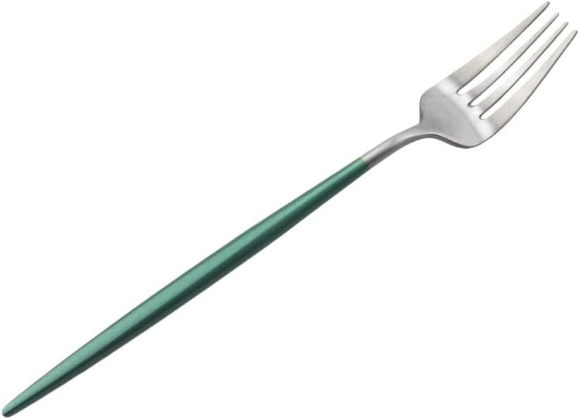 Gugrida Luxury Flatware, Royal 5 Piece Matte White Handle 18/10 Stainless Steel Tableware Sets for 1 Including Forks Spoons Knives, Camping Silverware Travel Utensils Set Cutlery (Green Silver)