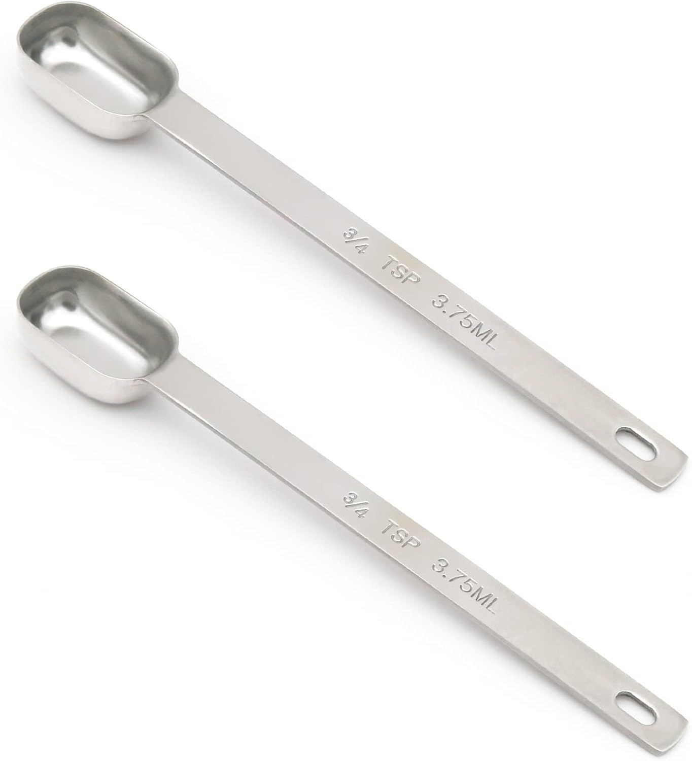2PCS 3/4tsp (1/4tbsp, 3.75ml) Single Measuring Spoon, Stainless Steel Long Handle Individual Teaspoons Only