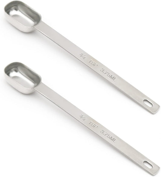 2PCS 3/4tsp (1/4tbsp, 3.75ml) Single Measuring Spoon, Stainless Steel Long Handle Individual Teaspoons Only