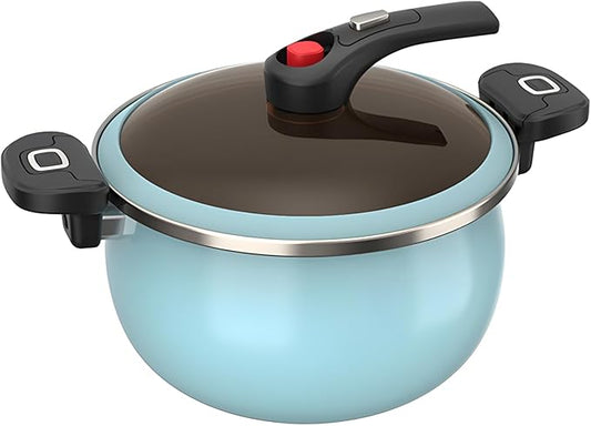 Nonstick Ceramic Coated Sauce Pan with Lid Blue Crock Pot with Twist & Lock Handles, Micro Pressure Cooker Versatile Stockpot with Lid, Bottom Big Soup Canning Pots,Simmer Pots (BLUE, 7.5Quarts)