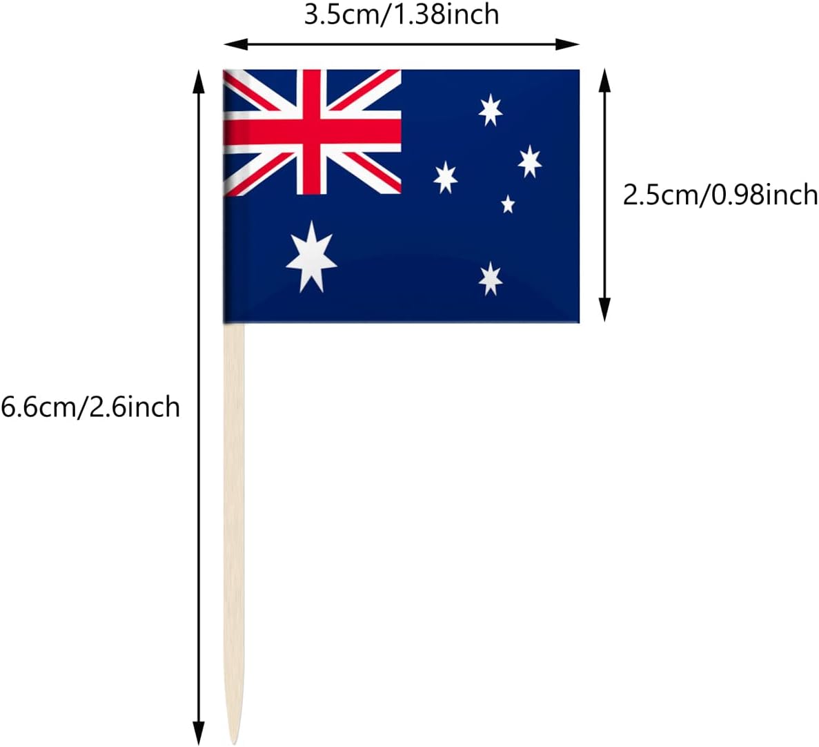 100 Pack Australia Flag Australian Toothpick Flags, Cocktail Picks Mini Stick Cupcake Toppers Country Picks Party Decoration Celebration Cocktail Food Bar Cake Flags (Australia)