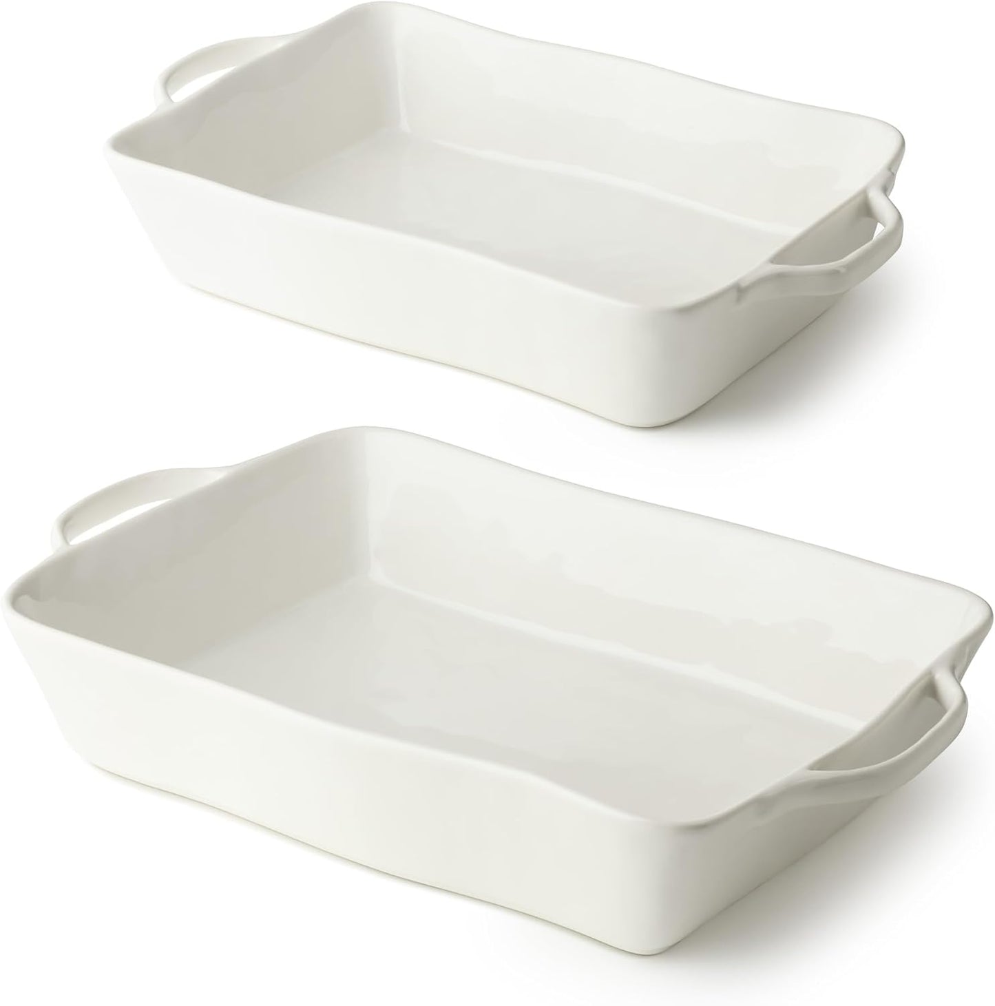 Linen Cream Stoneware Rectangular Baker 14"x8.75"x2.75" – Medium Neutral Glazed Bakeware for Casseroles, Bakes & Oven Meals – Modern Farmhouse Stoneware Cookware, Oven-to-Table Style