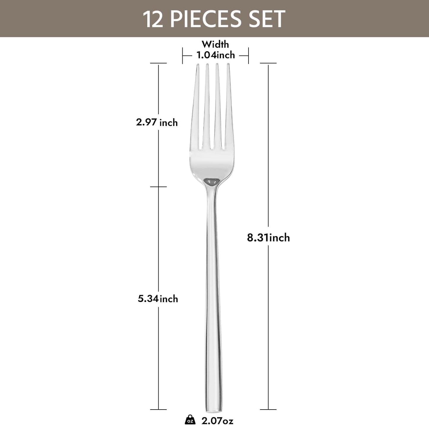 KINGSTONE Dinner Forks Set, 12-Piece Silverware Flatware Cutlery Dessert Forks (8.3-Inch), Forged Food-Grade Stainless Steel, Mirror Finish & Dishwasher Safe, Use for Kitchen, Home, Wedding, Party