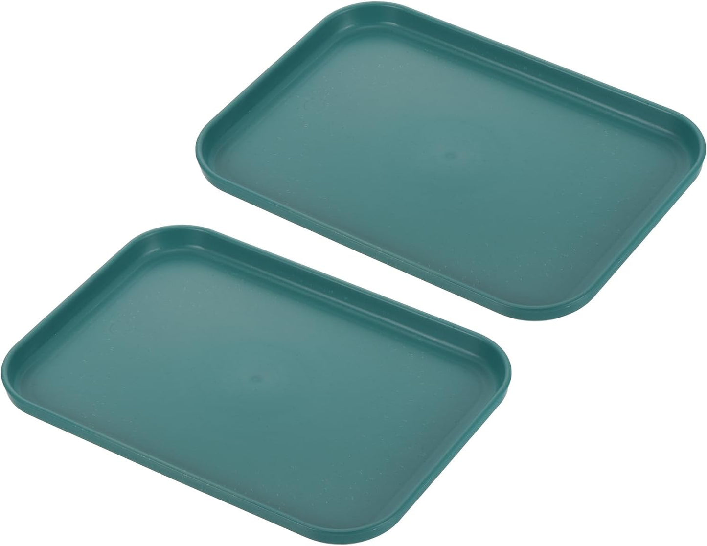 PATIKIL 9.5x7 Fast Food Tray, 2 Pack PP Plastic Reusable Multi-Purpose Non-Slip Rectangle Serving Tray for Cafeteria Restaurant Home Kitchen, Dark Green