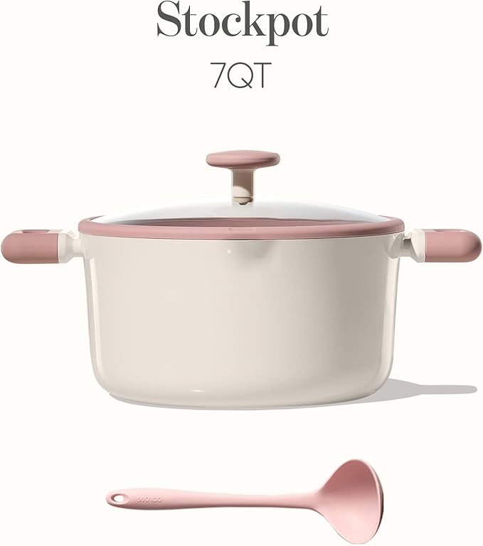 CAROTE 7QT Nonstick Stock Pot with Lid, Ceramic Casserole with Ladle, Non-toxic Kitchen Soup Pot, Big Cooking Pots PFAS and PFOA Free