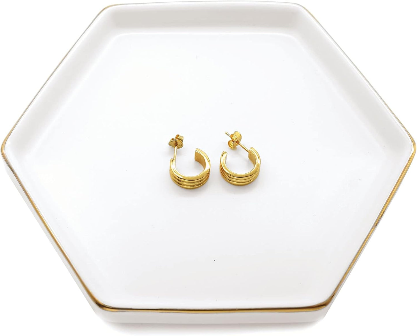 4.7 inch Ceramic Jewelry Dish Tray, Small Ring Holder Dish, White Catch All Trinket Tray for Keys Rings Earrings