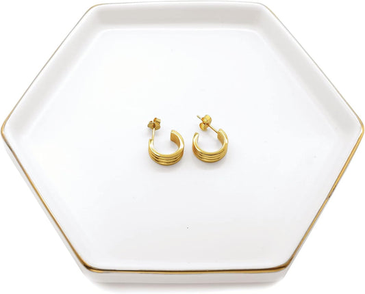 4.7 inch Ceramic Jewelry Dish Tray, Small Ring Holder Dish, White Catch All Trinket Tray for Keys Rings Earrings