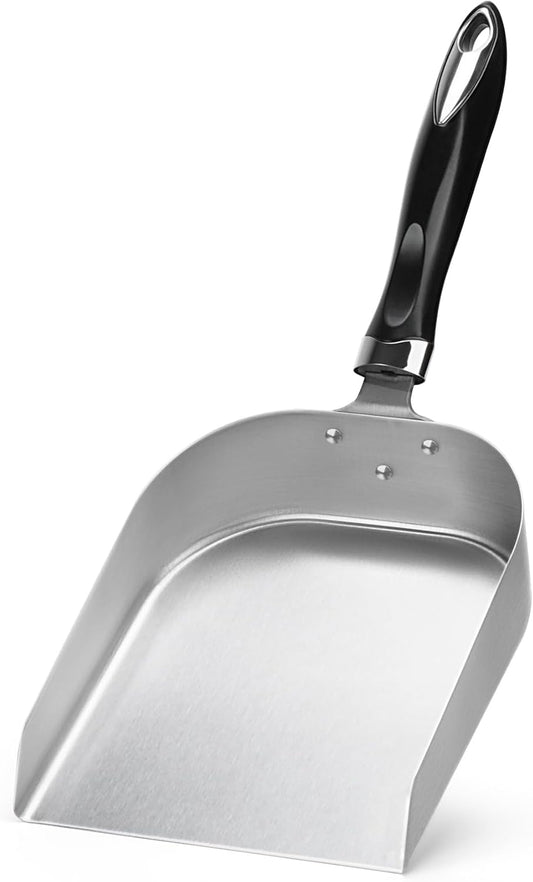 onlyfire Stainless Steel Grill Scoop Griddle Spatula for Flat Top, Large Food Mover Smash Burger Shovel Grilling Accessories for Stiring Fry, Cooking and Moving Food, 7“