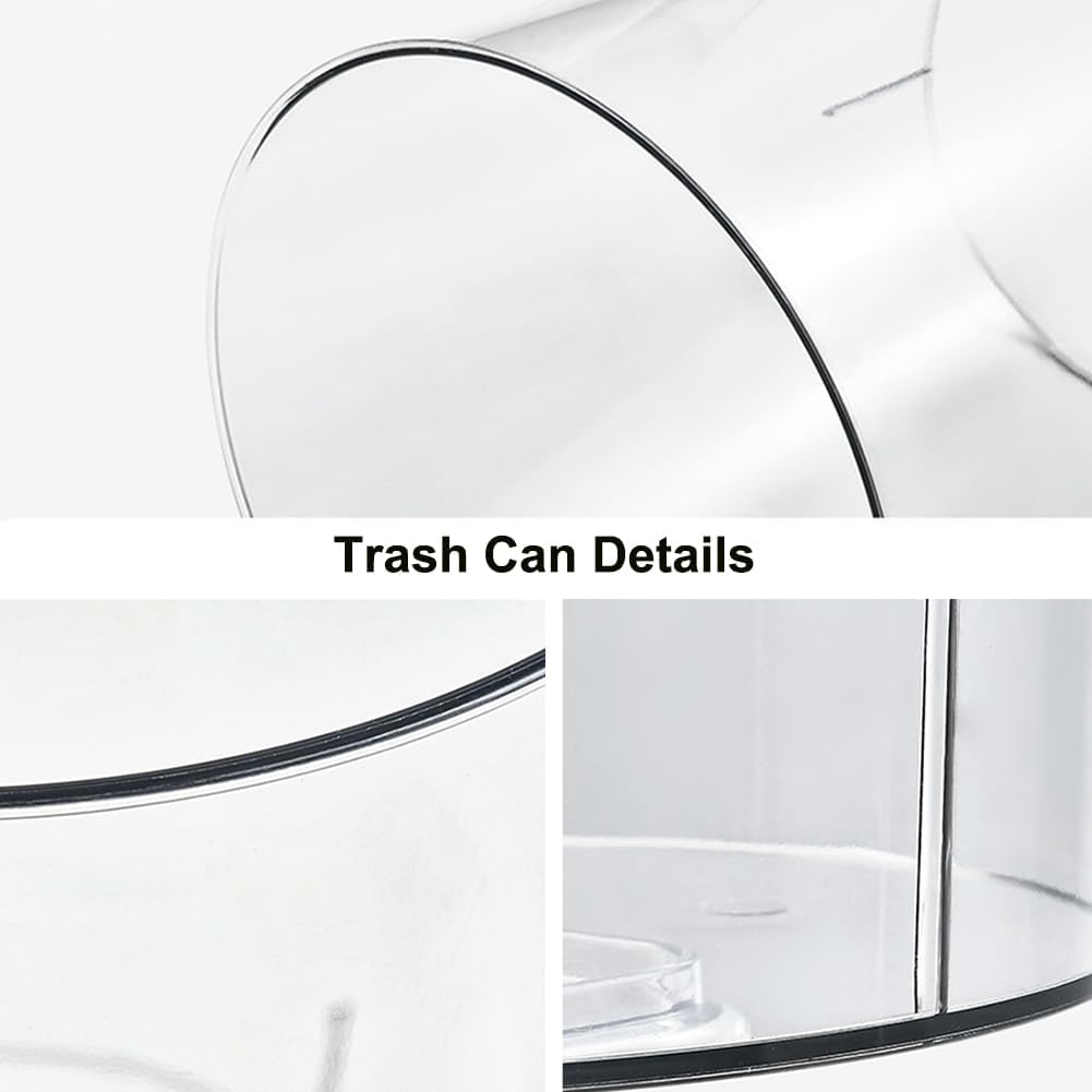 Bathroom Trash Can 6.5 x 5.7 x 6.1 Inch Small Trash Can Plastic Wastebasket Large Capacity Clear Round Garbage Can for Bathroom Bedroom Office Kitchen Dorm Room (S)