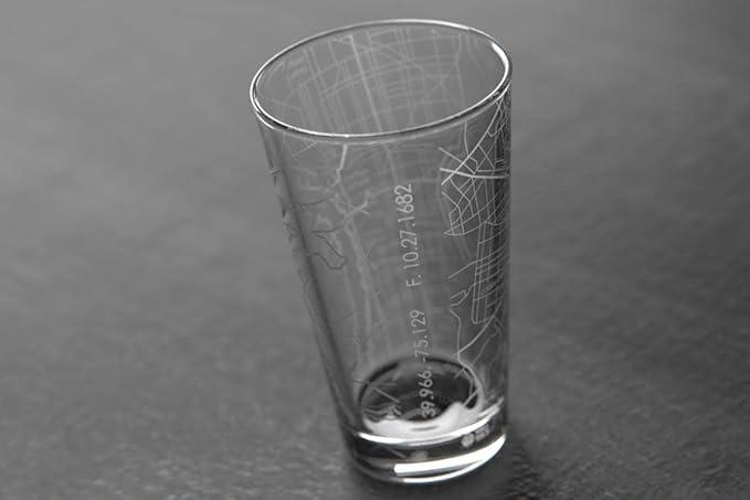 Well Told Engraved Philadelphia Pennsylvania Map Pint Glass, Etched Beer Gift (16 oz, Clear) City Map Pint, Custom City Glassware, Gifts For Beer Lovers
