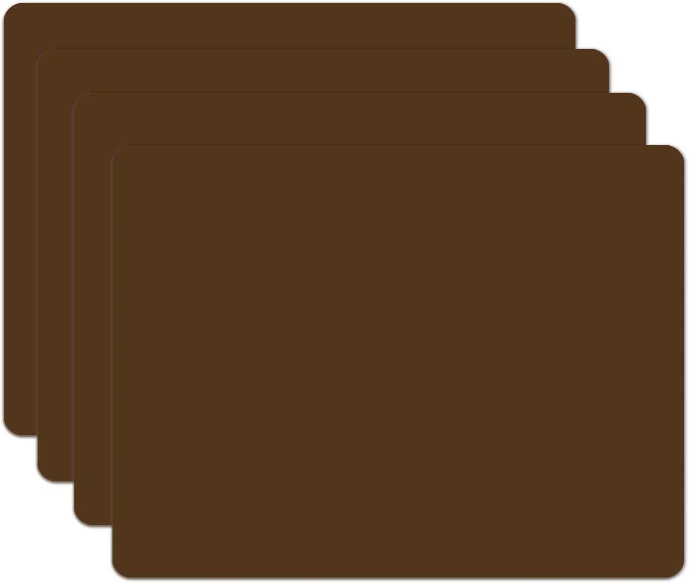 Silicone Placemats, Food-Grade Non-Slip Waterproof, Dining, Stain Resistant, Countertop Protector, Kitchen Counter Mat, Heat Resistant, Baking mat Dishwasher Safe (15.7x11.8Inch-4pack, Coffee)