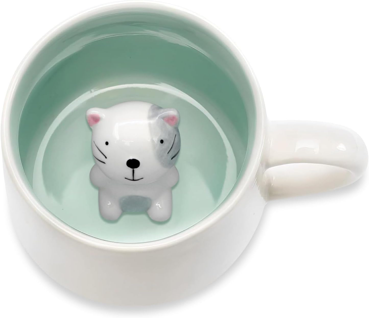 Cute Cat in Mug, 3D Animal Ceramic Tea Cup, Coffee Mugs, Valentines Mothers Day Easter Christmas Gifts for Women Mum Her Wife Grandma Girl Boy Kids Teacher Friend, Birthday Present Idea