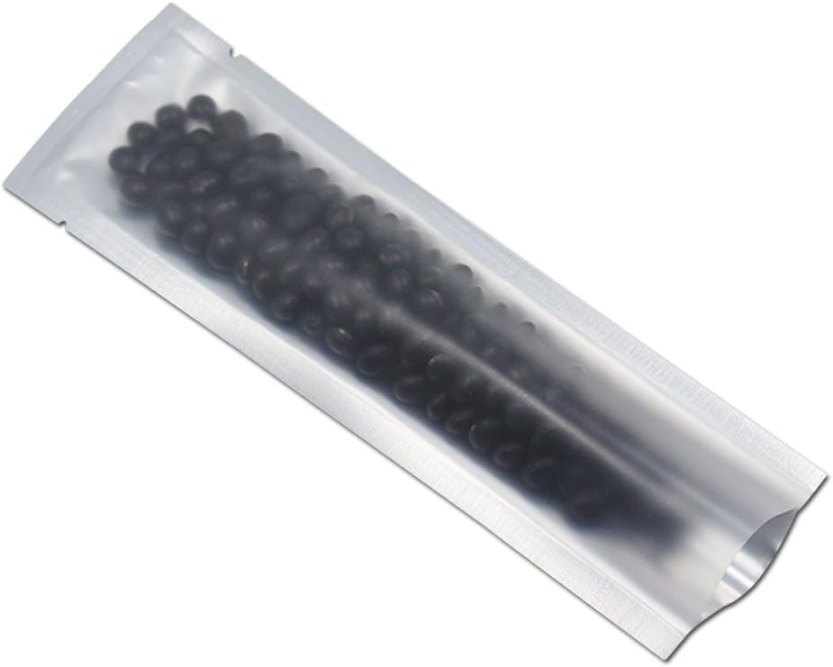 PABCK 500 Pcs 2.56x8.66 inch (Inside Size 2.17x8.27 inch) Clear Front Vacuum Heat Sealable Pure Foil Bag Pouch for Sampling Packaging Food Storage Aluminum Foil Package
