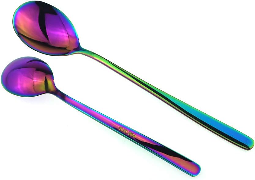 JASHII Mirror Polished Rainbow 20-Piece SUS304 Stainless Steel Flatware Set,Colorful Silverware Set Dinner Knife Fork Spoon Dessert Fork Salad Spoon Service for 4