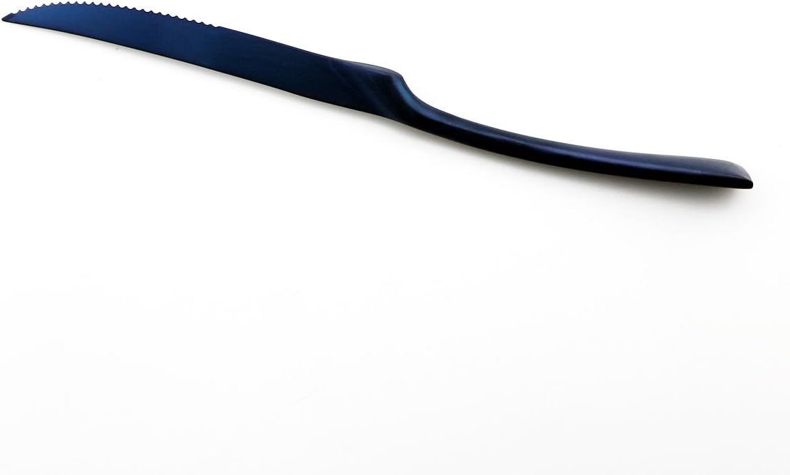 JASHII Luxury 18/10 Stainless Steel 8 Piece Matte Jubilee Blue Serrated Steak Knife Colorful Serving Black Utensil Set Replace Black