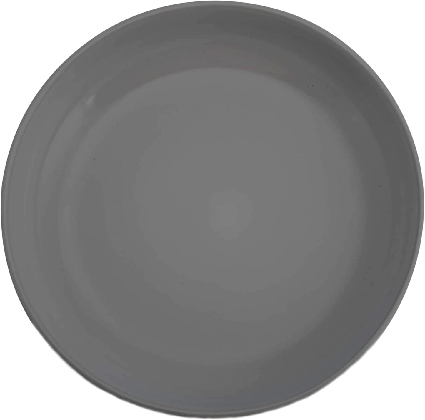 Elanze Designs Bistro Glossy Ceramic 8.5 inch Shallow Pasta Dinner Bowls Set of 4 - Perfect for Everyday uses from Italian Style Pasta to Caesar Salad, and Ramen to Pho, Charcoal Grey