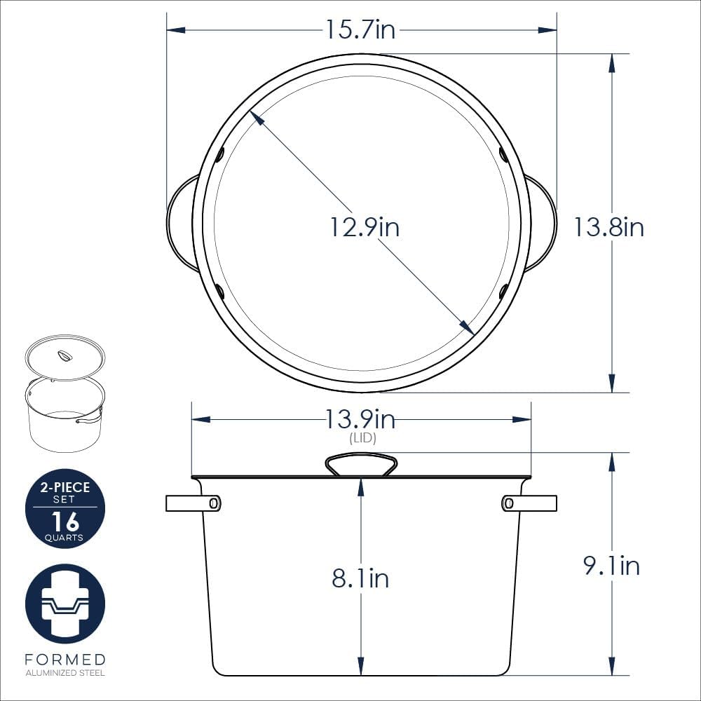 Nordic Ware Verde Ceramic Nonstick 16 Quart Stockpot with Lid