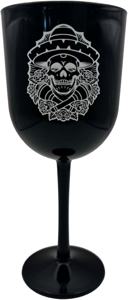 Party Outlaw Plastic Wine Glasses 4 Pc 10oz, Classic Wine Drinking Glasses, BPA-Free, Lightweight, Heavy Duty, Reusable, Shatter - Proof, Dishwasher Safe, Made in USA (Dead Logo)