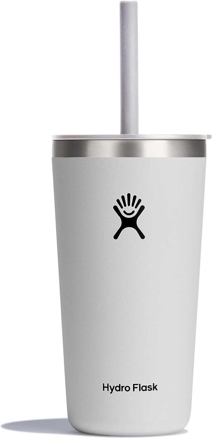 Hydro Flask All Around Tumbler Straw Lid, Insulated Travel Mug, Stainless Steel Coffee Cup 20 Oz White