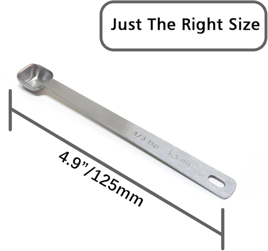 2PCS 1/3 Teaspoon(1/3tsp, 1/10tbsp, 1.5ml) Single Tiny Square Bowl Measuring Spoon, Small Individual Stainless Steel Measure Spoons Only