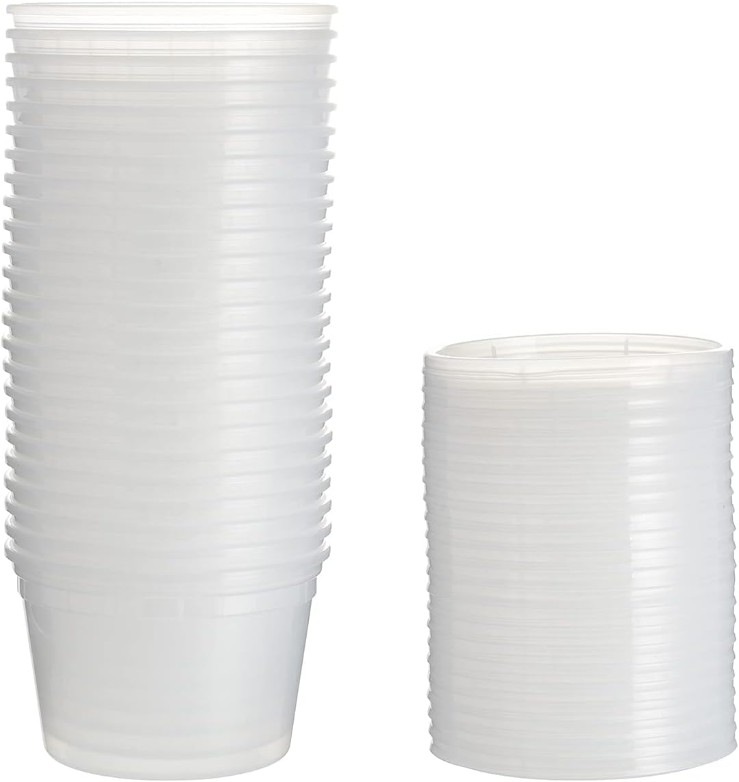 [48Set - 16oz.] Plastic Deli Food Storage Containers With Plastic Lids, Disposable togo containers for soup, Meal Prep, Slime | BPA Free | Stackable | Leakproof | Microwave | Dishwasher | Freezer Safe