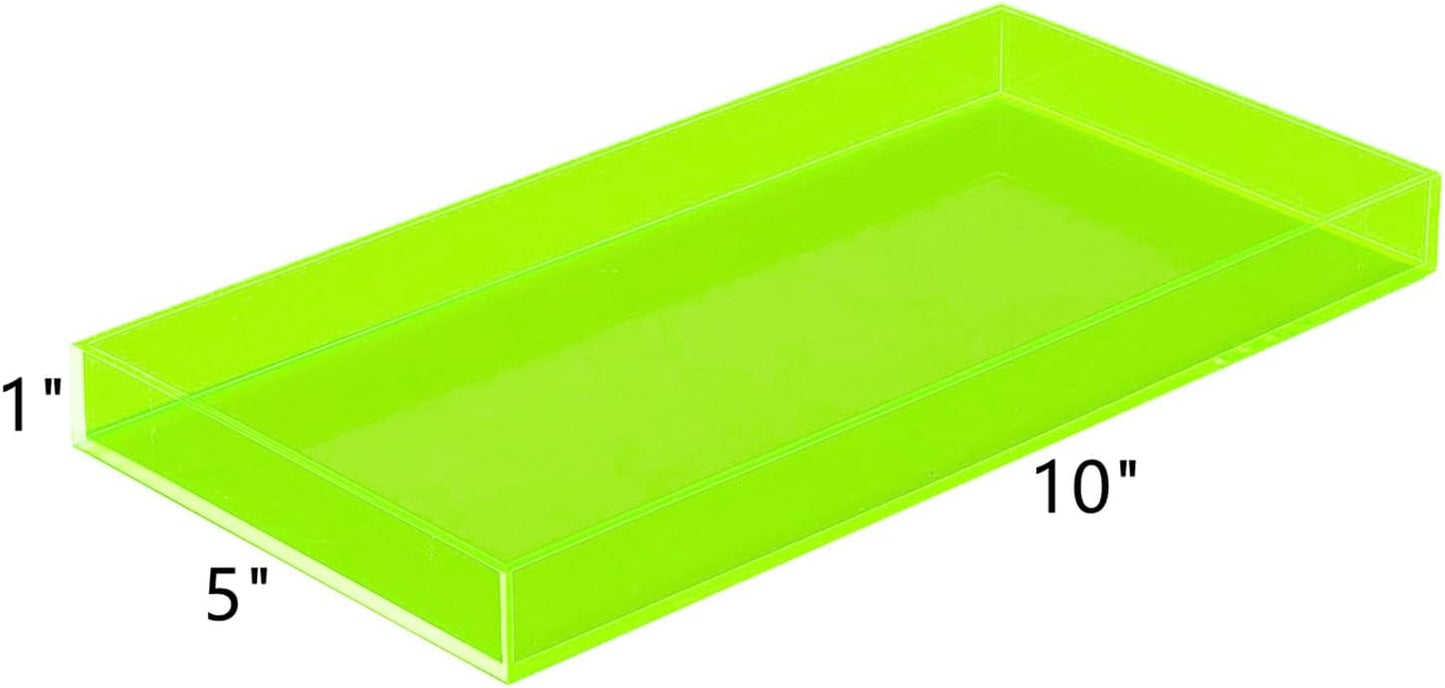 ROYALITA Acrylic Tray Bathroom Tray for Countertop, Guest Towel Holder Tray for Napkin Perfume Jewelry Makeup, Vanity Trays for Soap Dispenser, Aromatherapy, Cup & Candle, Green