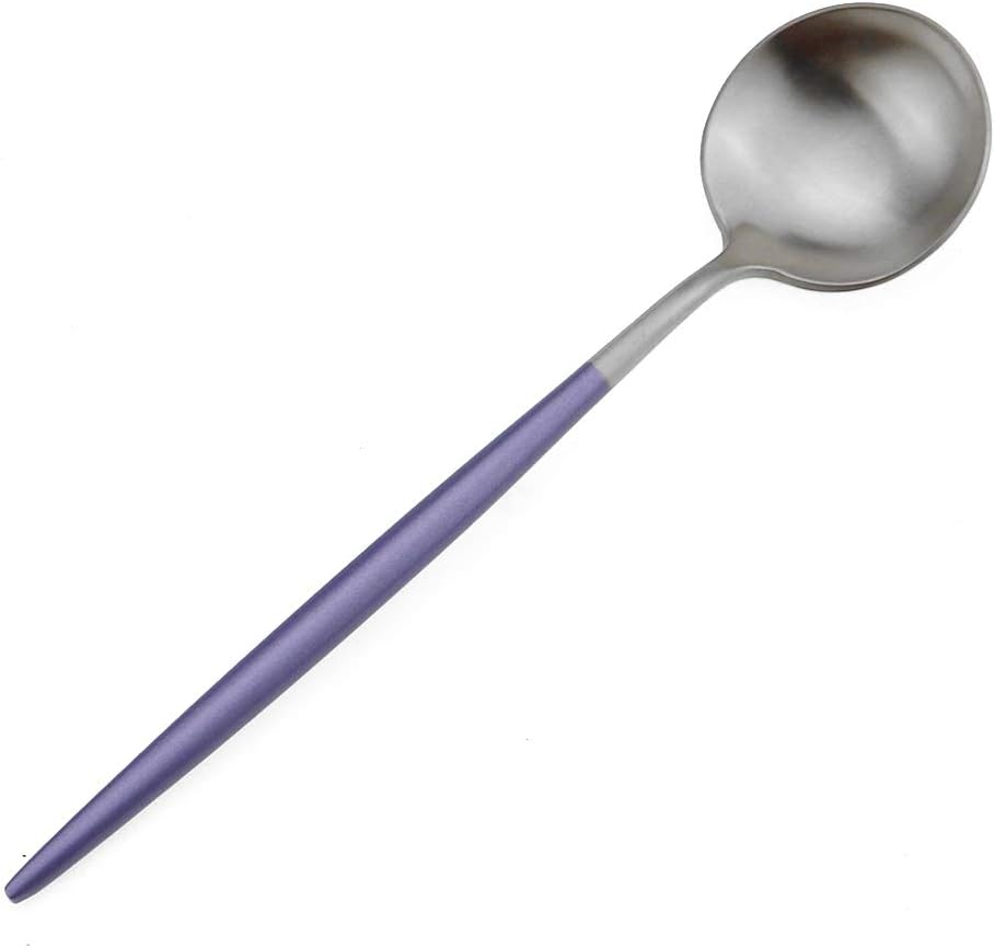 Gugrida Luxury Flatware, Royal 20 Piece Matte Purple Handle 18/10 Stainless Steel Tableware Sets for 4 Including Forks Spoons Knives, Camping Silverware Travel Utensils Set Cutlery (Purple Silver)