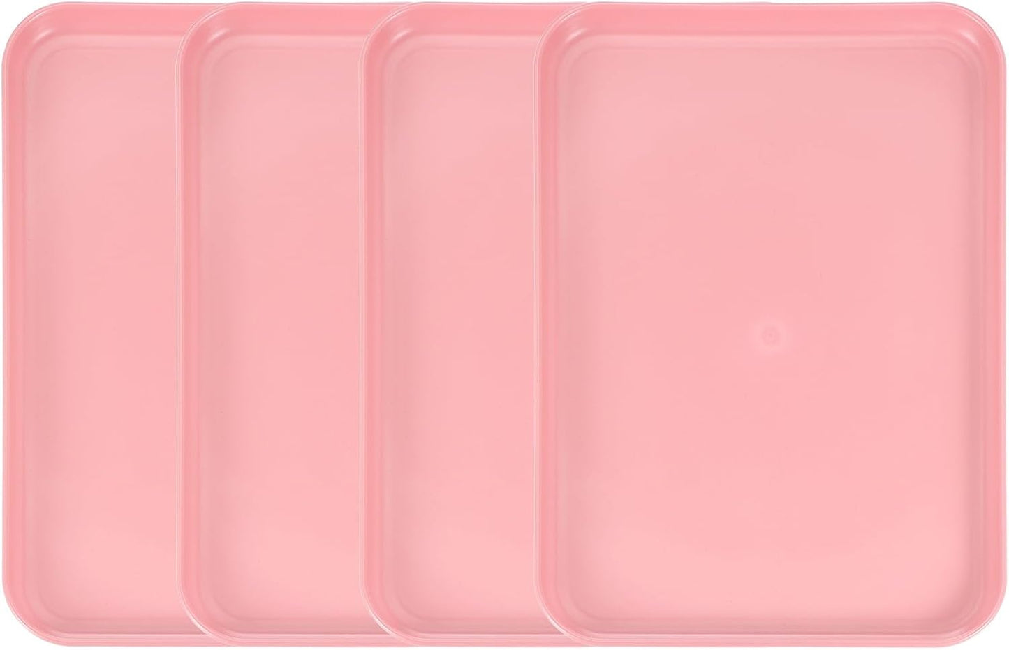 uxcell 4Pcs Plastic Serving Trays, 12.2 x 8.7 Inch Rectangle Food Trays Serving Cafeteria for Kitchen Restaurant Coffee Fruit Burger Lunch Dessert, Pink