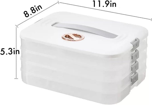 4-layer Cookie Containers,Cookie Carrier with Lid and Handle, Dumpling Box,Food Storage Containers