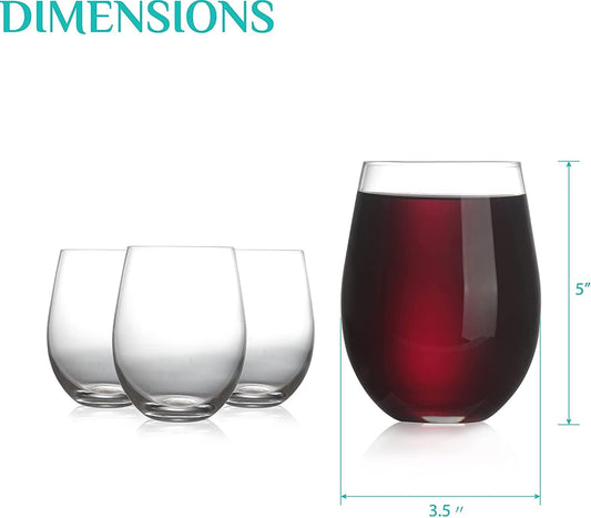 Stemless Wine Glass, Red & White 18oz Stemless Wine Glass Set of 6, Drink Glasses with Durable Chip Resistant Rim, Large Wine Glasses for Enhanced Aeration, Wine Accessories for Parties (18oz -6Pack)