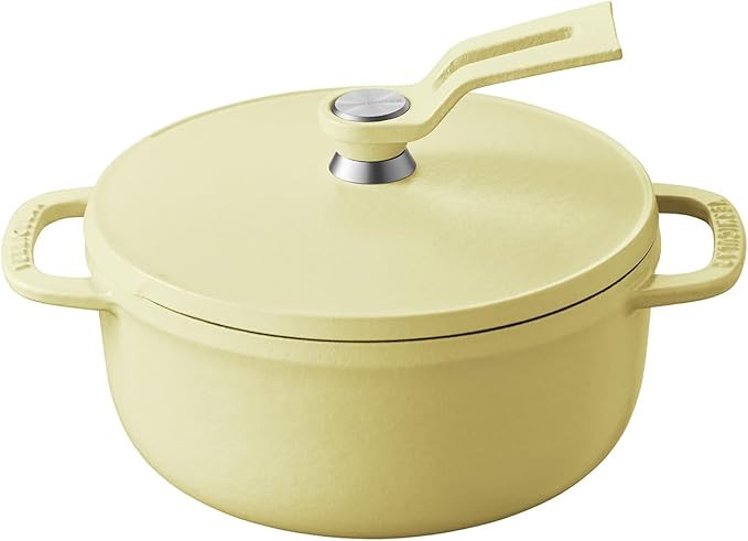 Vermicular Oven Pot 2.0 | Lightweight Enameled Cast Iron Pot | 14cm (1 Qt) | Non-Toxic | Induction-compatible | Dutch Oven | Made in Japan | Matte Chamomile Yellow