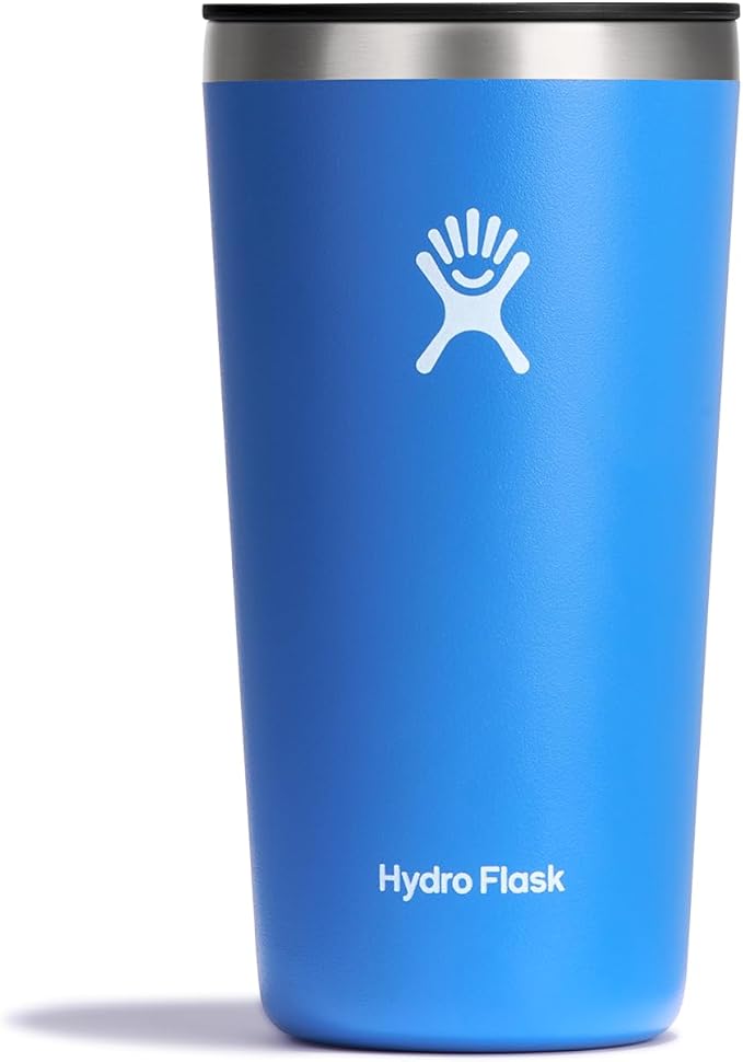 Hydro Flask All Around Tumbler Press-in Lid, Insulated Travel Mug, Stainless Steel Coffee Cup 20 Oz Cascade Blue