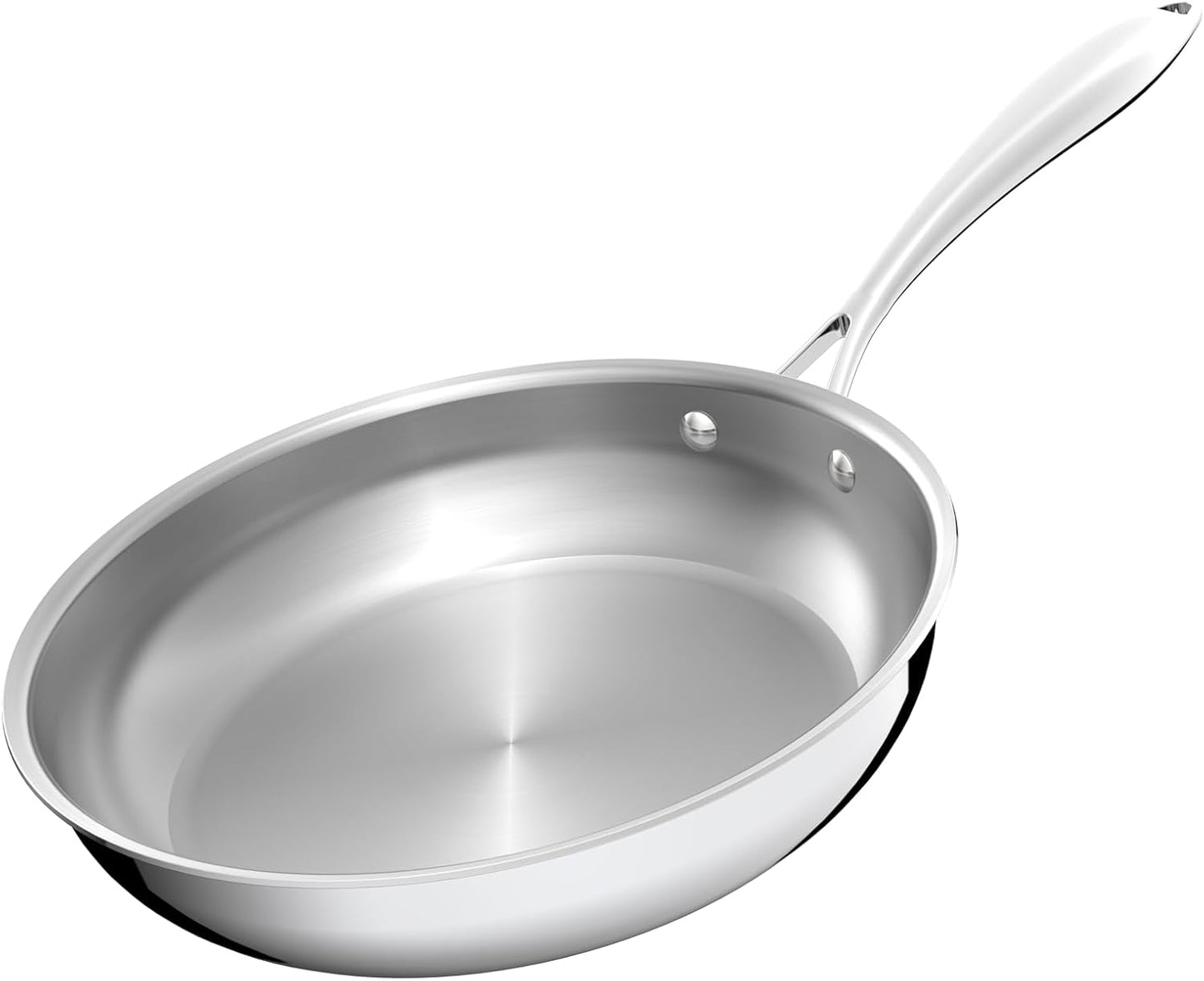 11 Inch Stainless Steel Frying Pan, 5-Ply Stainless Steel Skillet, Dishwasher and Oven Safe, Induction Pan, Even Heat Distribution