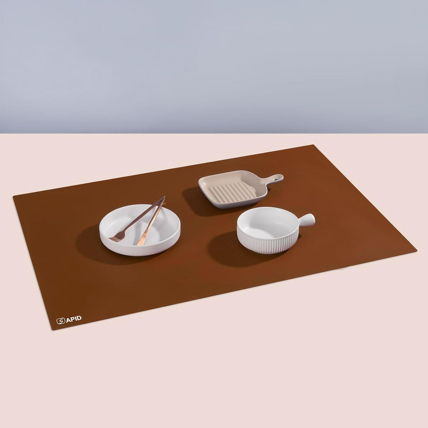 Extra Large Silicone Mat 36" x 24" Place Mats, Heat Resistant Mat for Kitchen Countertop Protector, Thick Placemats Washable Silicone Mats for Kitchen Counter Mat Dining Table Mat, Brown, SAPID