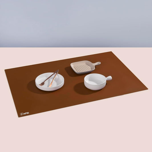 Extra Large Silicone Mat 36" x 24" Place Mats, Heat Resistant Mat for Kitchen Countertop Protector, Thick Placemats Washable Silicone Mats for Kitchen Counter Mat Dining Table Mat, Brown, SAPID