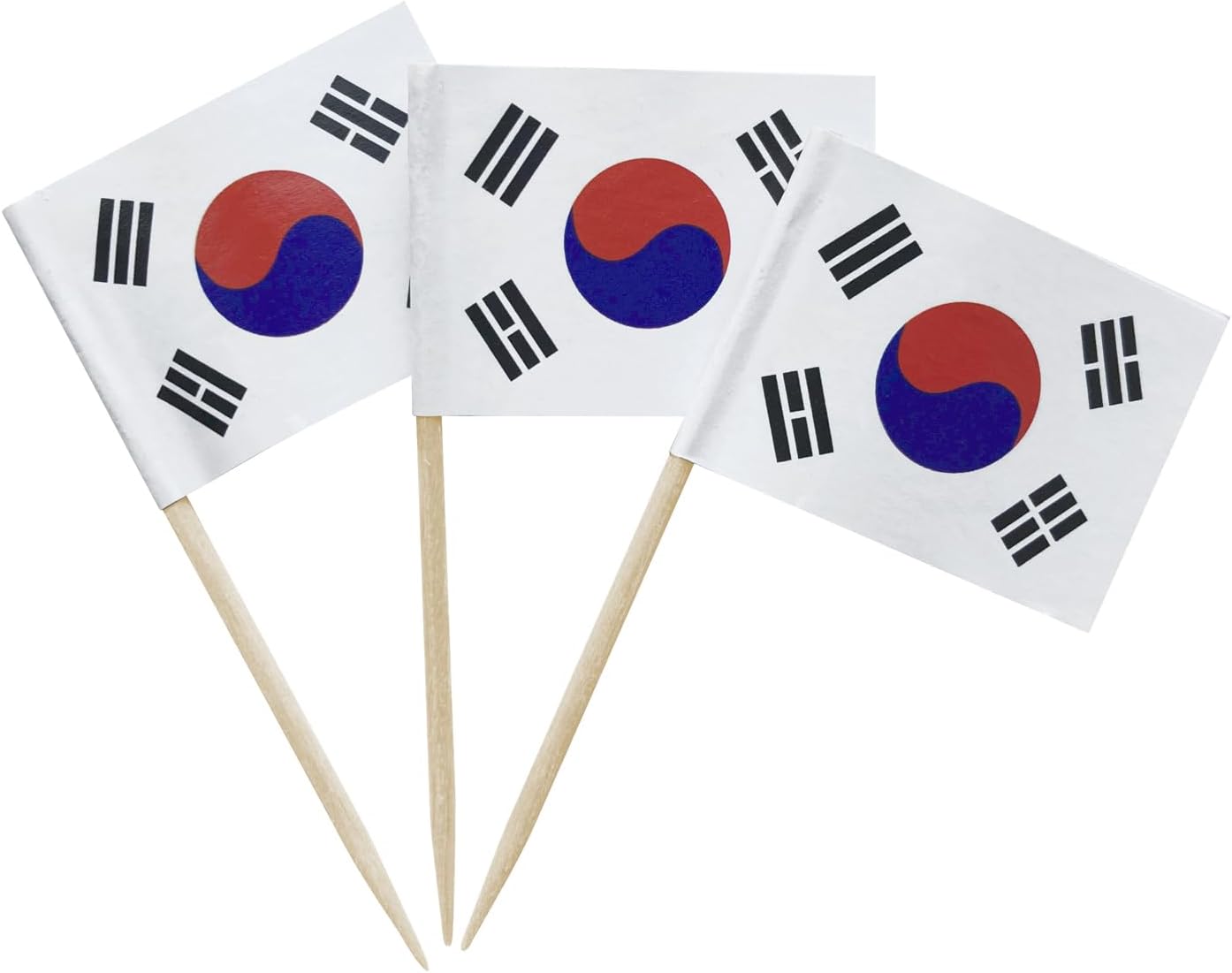 100 Pcs Korea Flag Korean Toothpick Flags, Small Mini Stick Cupcake Toppers Korean Flags Cocktail Picks