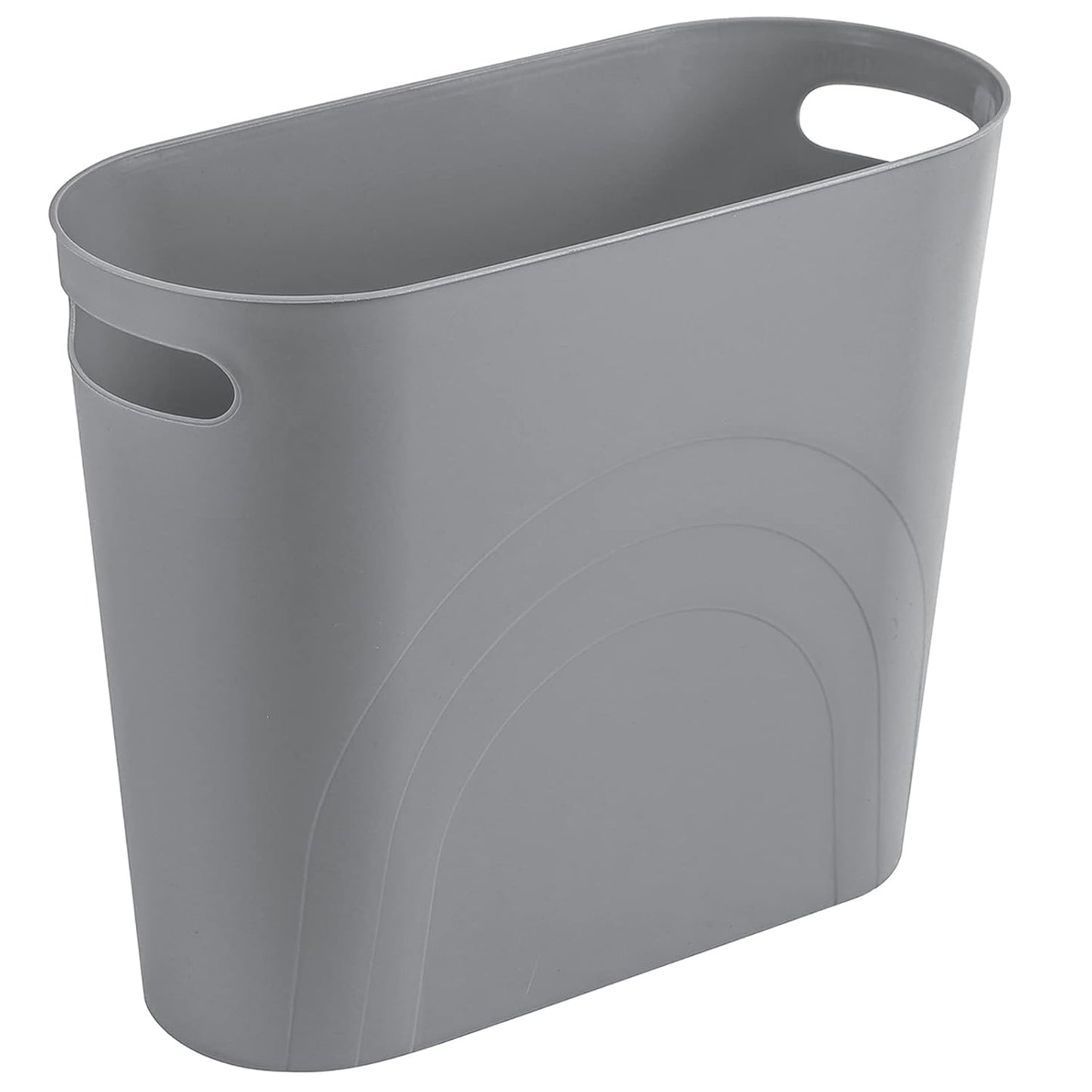 rejomiik Small Trash Can, 3.5 Gallon Slim Garbage Can Plastic Waste Basket with Handles Container Bin for Narrow Spaces Bathroom, Bedroom, Kitchen, Office at Home, Grey