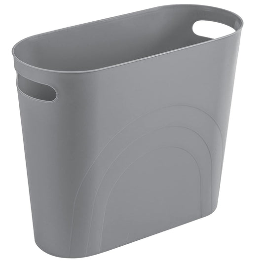 rejomiik Small Trash Can, 3.5 Gallon Slim Garbage Can Plastic Waste Basket with Handles Container Bin for Narrow Spaces Bathroom, Bedroom, Kitchen, Office at Home, Grey