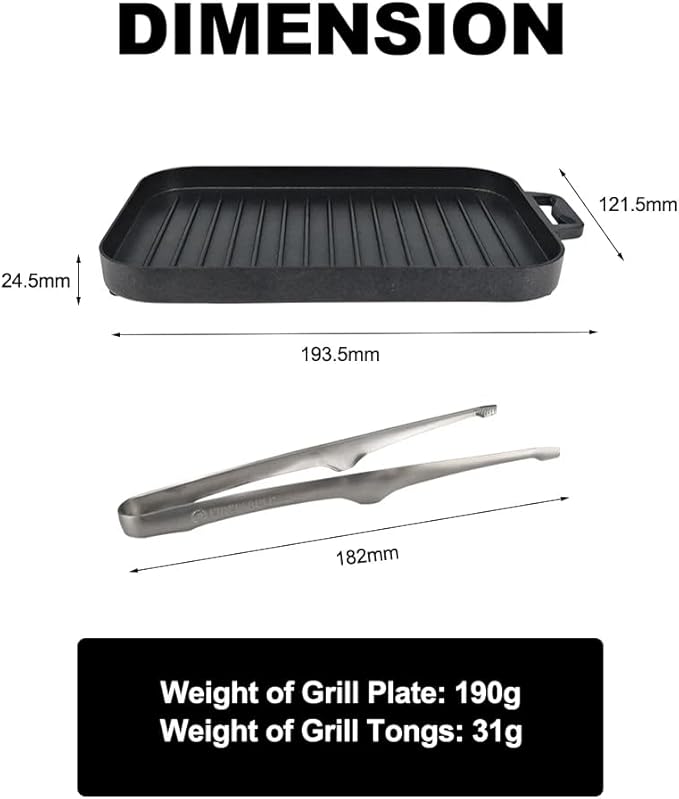 Fire Maple Compact Aluminium Alloy Mini Griddle Set with Stainless Steel Tongs - Portable Heating Kit for Outdoor and Indoor Use
