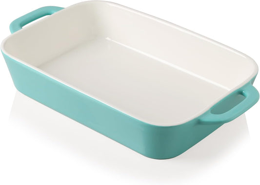 Sweejar Ceramic Bakeware Set, 9x13 Rectangular Baking Dish for Cooking, Kitchen, Cake Dinner, Banquet and Daily Use, Casserole Dishes for Oven Porcelain Baking Pans(Turquoise)