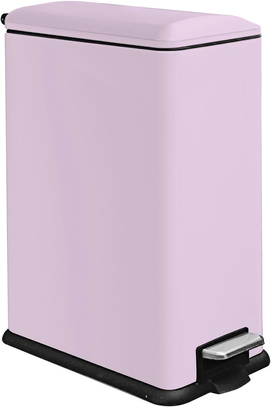 30L/Slim 8 Gallon Stainless Steel Trash Can with Soft-Close Lid & Removable Inner Bucket, Fingerprint-Proof, Odor-Controlled Kitchen Bathroom & Office Waste Bin, Pink
