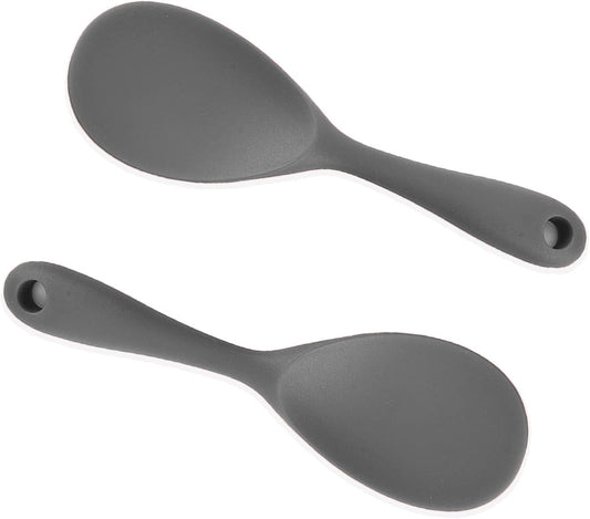 Dioycli Rice Paddle Nonstick Spatula - Heat Resistant Silicone Spoon, Kitchen Cooking Grey Scooper for Soup, Salads, Mashed Potato (2 Pcs)
