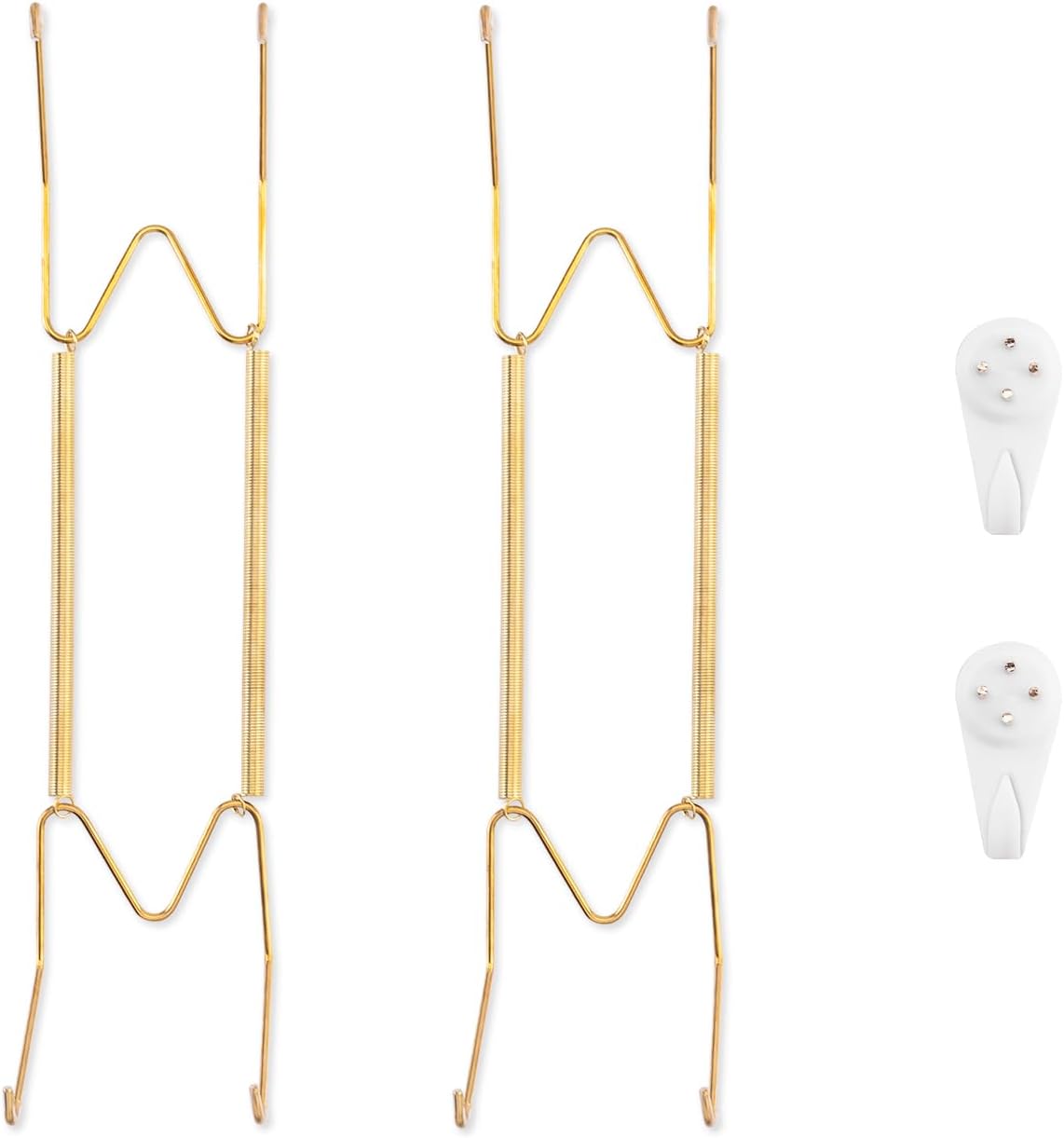 2 Pack Plate Hangers for The Wall, Suitable for 10-14 inch Art Plate, Stainless Steel Invisible Heavy Duty Wire Plate Holder with Wall Hooks, Plate Hangers for Displaying Plates, Platter, Dish, Gold